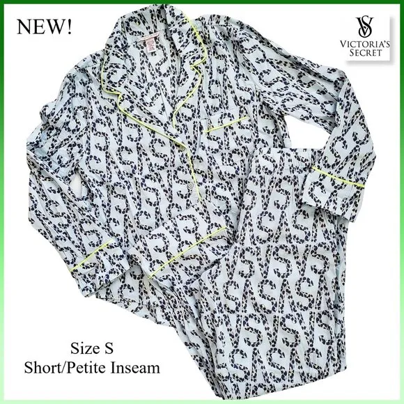 Victoria's Secret Rare Cheetah Leopard Logo Print Modal Pajama Set PJs Small