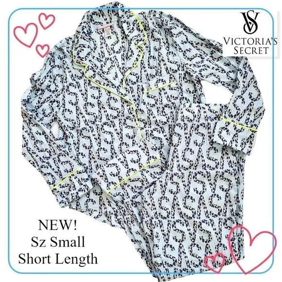 Victoria's Secret Rare Cheetah Leopard Logo Print Modal Pajama Set PJs Small