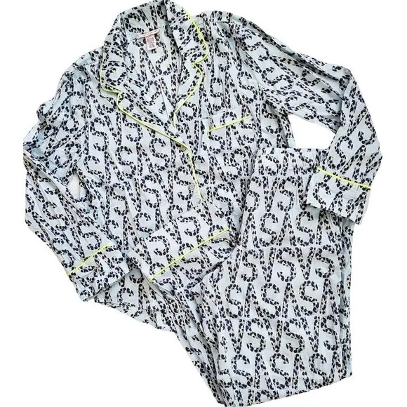 Victoria's Secret Rare Cheetah Leopard Logo Print Modal Pajama Set PJs Small