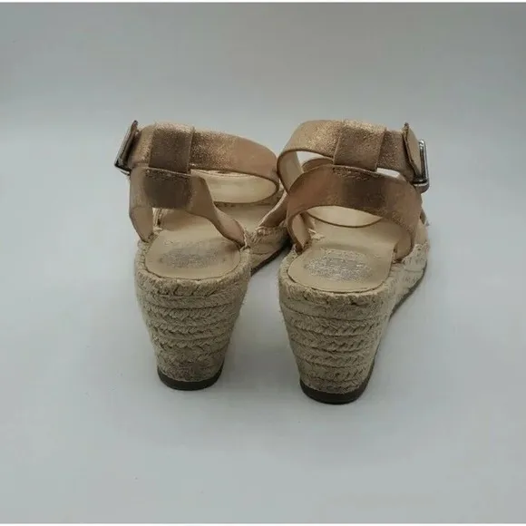 Vince Camuto Women Heel Wedge Shoes Open Toe Rose Gold Espadrille Sandal 9.5M