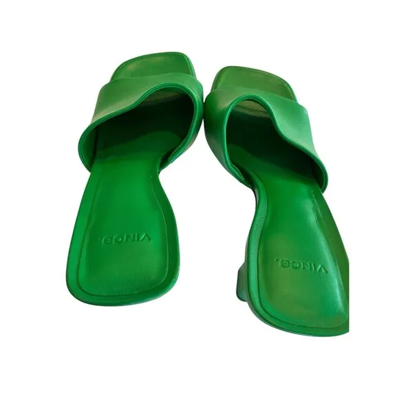 Vince Heeled Sandal Lulu Women's Green Mule Sz 8.5 EUR 39 NWOT Display