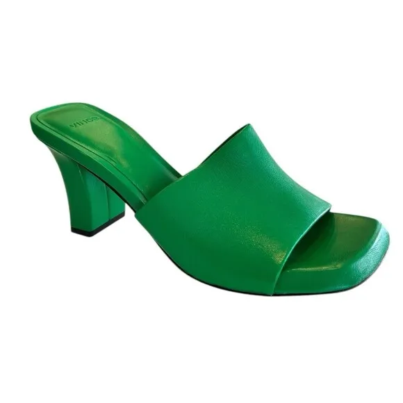 Vince Heeled Sandal Lulu Women's Green Mule Sz 8.5 EUR 39 NWOT Display