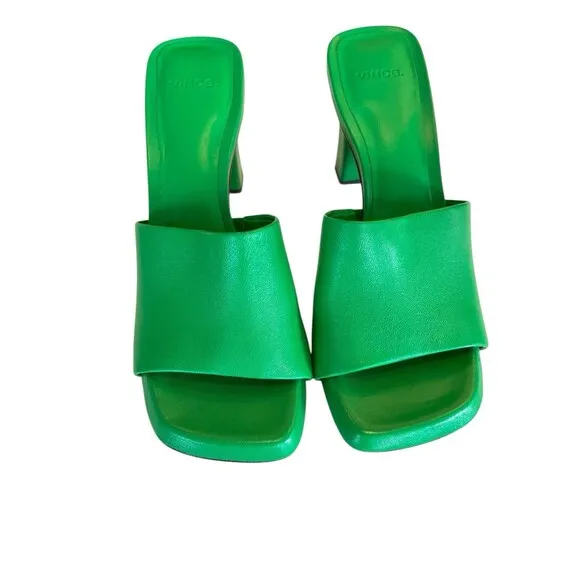 Vince Heeled Sandal Lulu Women's Green Mule Sz 8.5 EUR 39 NWOT Display