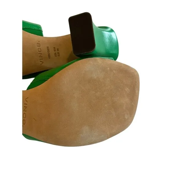 Vince Heeled Sandal Lulu Women's Green Mule Sz 8.5 EUR 39 NWOT Display