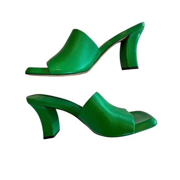 Vince Heeled Sandal Lulu Women's Green Mule Sz 8.5 EUR 39 NWOT Display