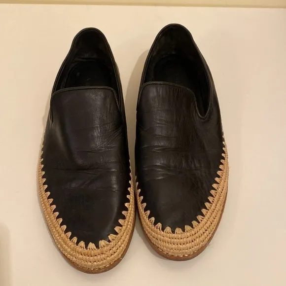 Vince Jalen beautiful black soft leather espadrille shoes. Size 8.5