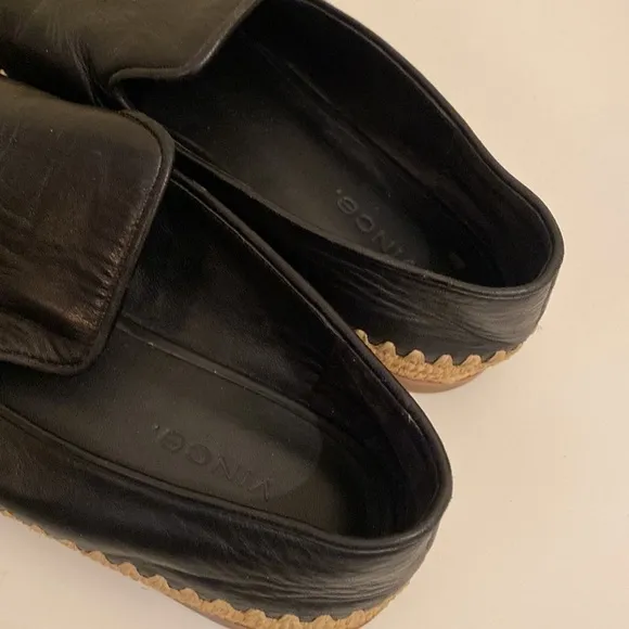 Vince Jalen beautiful black soft leather espadrille shoes. Size 8.5