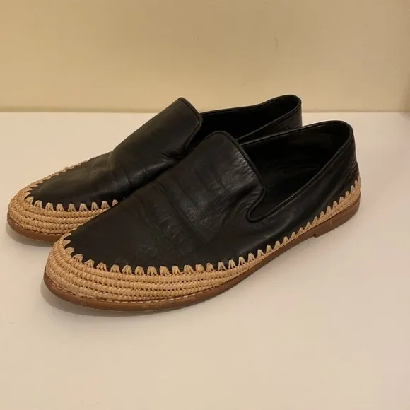 Vince Jalen beautiful black soft leather espadrille shoes. Size 8.5