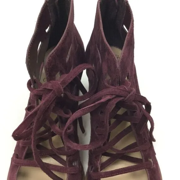 Vince Camuto Purple Suede Open Toe Booties 8.5M