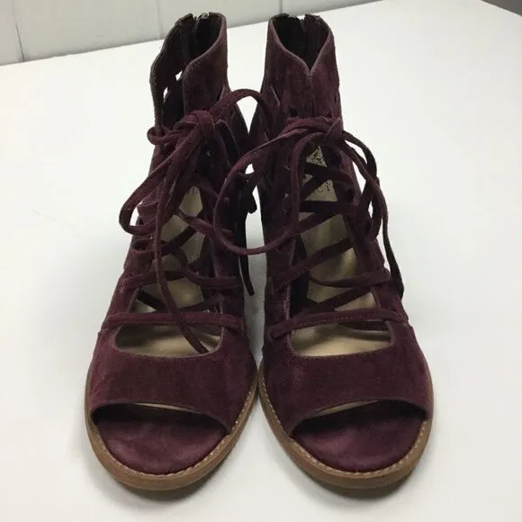 Vince Camuto Purple Suede Open Toe Booties 8.5M