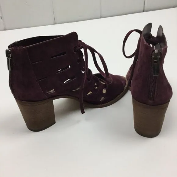 Vince Camuto Purple Suede Open Toe Booties 8.5M