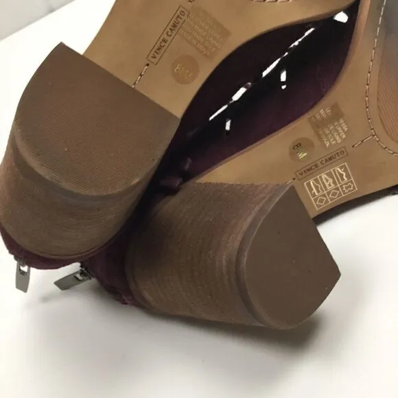 Vince Camuto Purple Suede Open Toe Booties 8.5M