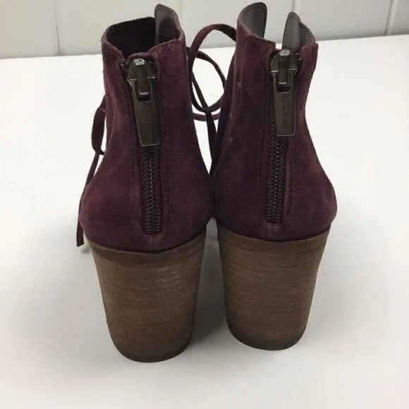 Vince Camuto Purple Suede Open Toe Booties 8.5M