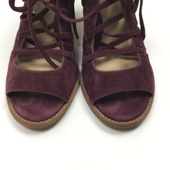 Vince Camuto Purple Suede Open Toe Booties 8.5M