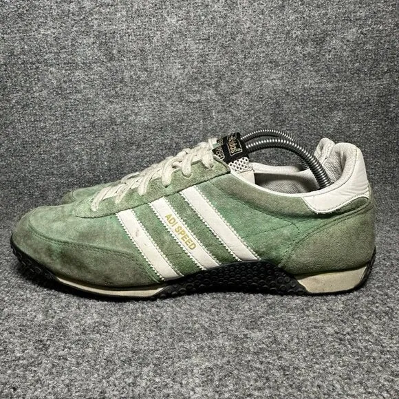 Vintage 2005 Adidas Adispeed Green Suede Low Lace Up Sneaker Shoes Men’s Size 11