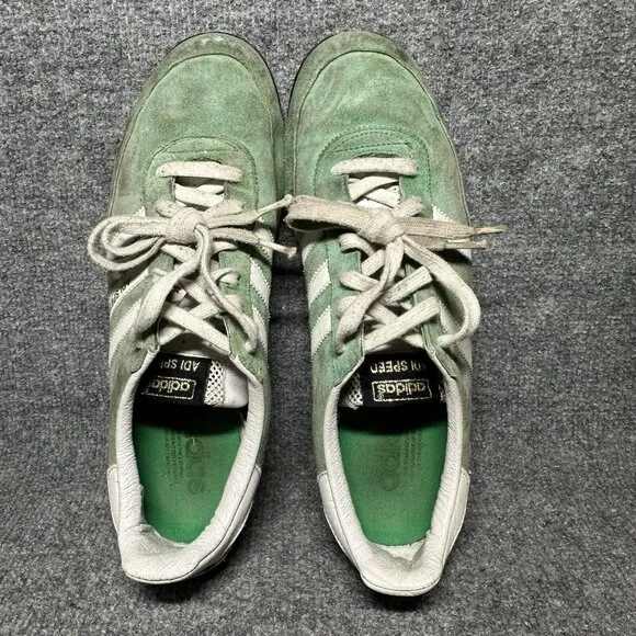 Vintage 2005 Adidas Adispeed Green Suede Low Lace Up Sneaker Shoes Men’s Size 11