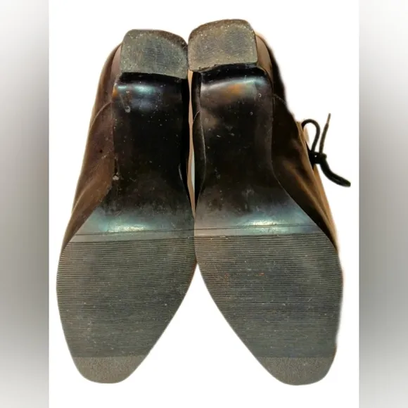 Vintage :: 80's Margot Black Leather Women's Lace Up Ankle Boots Size 7M