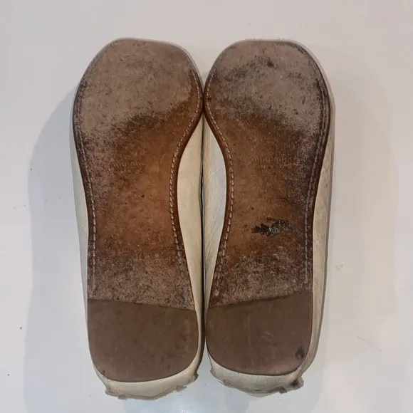 Vintage 90’s Miu Miu by Prada: Bufalo Stone pointy toe ivory moccasins VGUC 37.5
