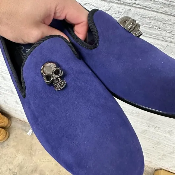 Vintage Duke &amp; Dexter Never Worn Purple‎ Suede Loafers Shoes Skulls Men’s 8