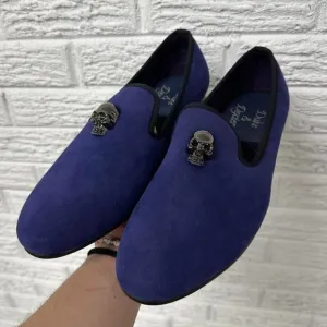 Vintage Duke &amp; Dexter Never Worn Purple‎ Suede Loafers Shoes Skulls Men’s 8