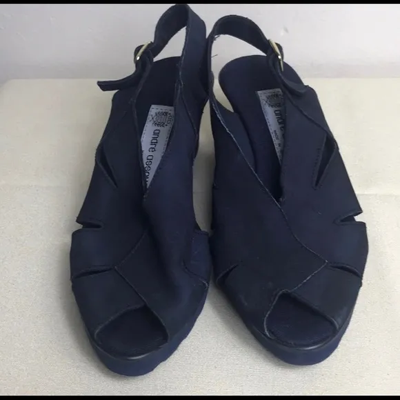 Vintage Handmade Navy Blue Suede Women shoes Size 7