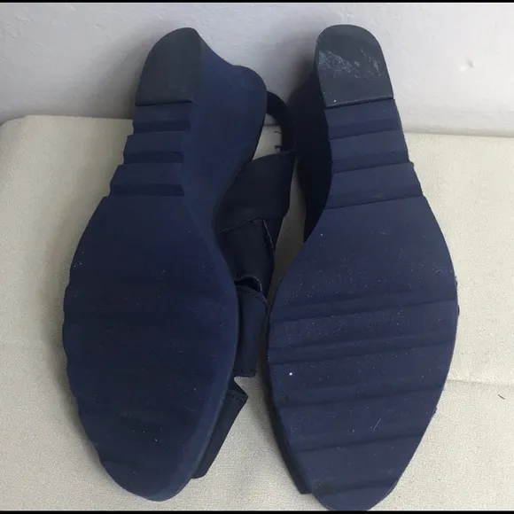 Vintage Handmade Navy Blue Suede Women shoes Size 7