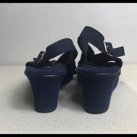 Vintage Handmade Navy Blue Suede Women shoes Size 7