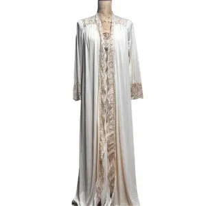 Vintage OLGA Ivory/Cream Lace Night Gown &amp; Robe Women size Large