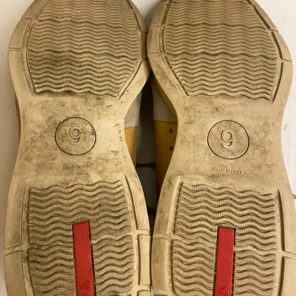 Vintage PRADA Men's SNEAKERS SUEDE/Leather Tan and Cream Sneakers size 9