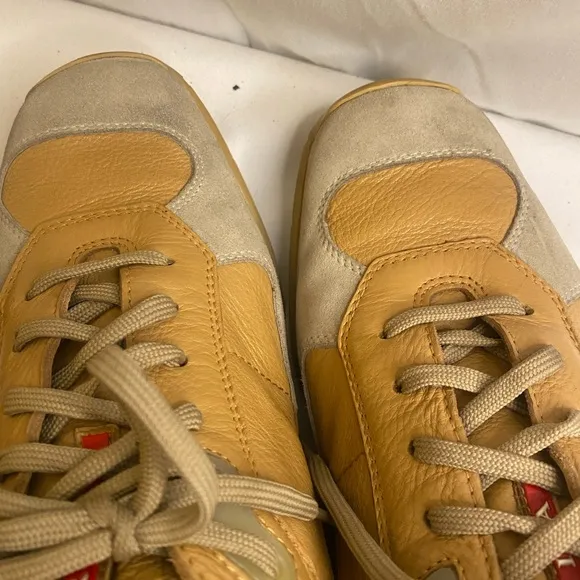 Vintage PRADA Men's SNEAKERS SUEDE/Leather Tan and Cream Sneakers size 9