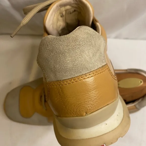 Vintage PRADA Men's SNEAKERS SUEDE/Leather Tan and Cream Sneakers size 9