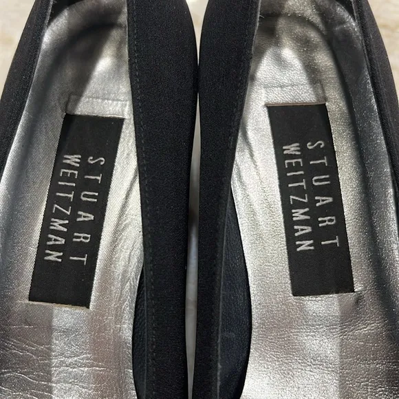 VINTAGE Stuart Weitzman | Square Toe Block Heels | Black Fabric | 7 Narrow