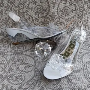 Vintage Unbranded Red Sole Acrylic Party Wedges