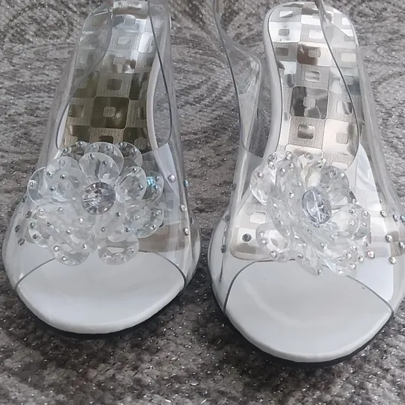 Vintage Unbranded Red Sole Acrylic Party Wedges