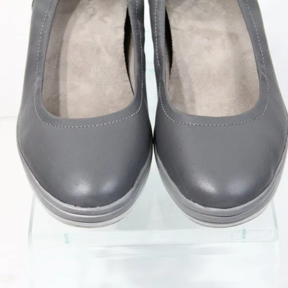 Vionic Jacey Wedge Shoes Women Slip on Comfort 8 wide Gray Leather