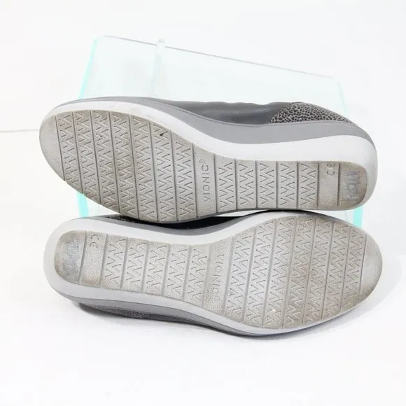 Vionic Jacey Wedge Shoes Women Slip on Comfort 8 wide Gray Leather