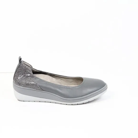 Vionic Jacey Wedge Shoes Women Slip on Comfort 8 wide Gray Leather