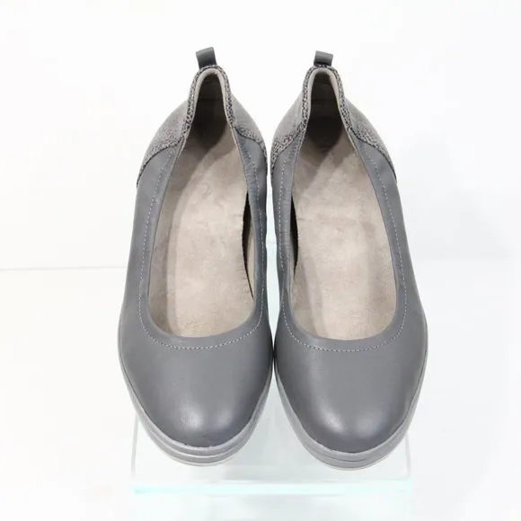 Vionic Jacey Wedge Shoes Women Slip on Comfort 8 wide Gray Leather