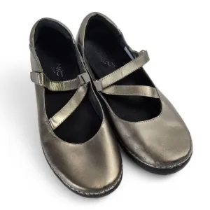 Vionic Judith Mary Jane Comfort Shoes Size 8.5 Pewter Leather Orthaheel