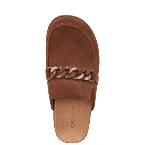 Vionic Suede Chain Accent Mules Comfortable Slip On Loafers Size 8.5