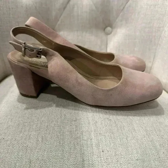Vionic Women's Plaza Nareen Suede Slingback Heel Shoes Size 6.5 Dusty Rose Pink