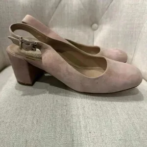 Vionic Women's Plaza Nareen Suede Slingback Heel Shoes Size 6.5 Dusty Rose Pink