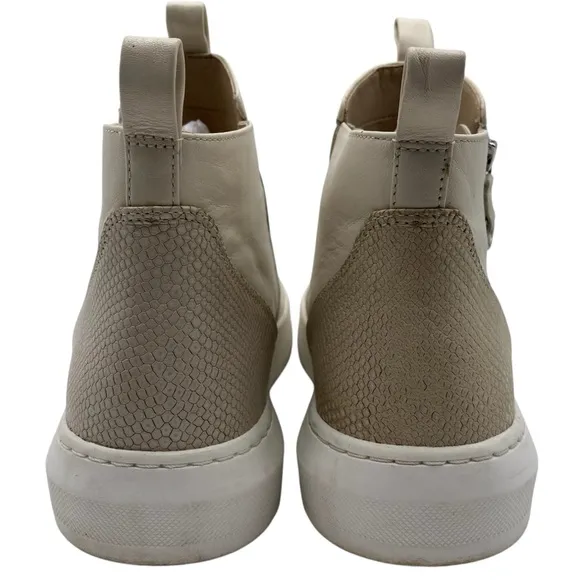 Vionic Womens Shoes Brinkley Sneaker Booties Sz 8 Cream Leather Ankle Zip Casual