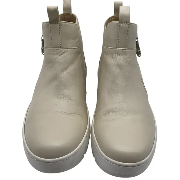 Vionic Womens Shoes Brinkley Sneaker Booties Sz 8 Cream Leather Ankle Zip Casual