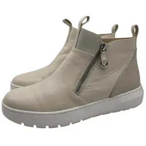 Vionic Womens Shoes Brinkley Sneaker Booties Sz 8 Cream Leather Ankle Zip Casual