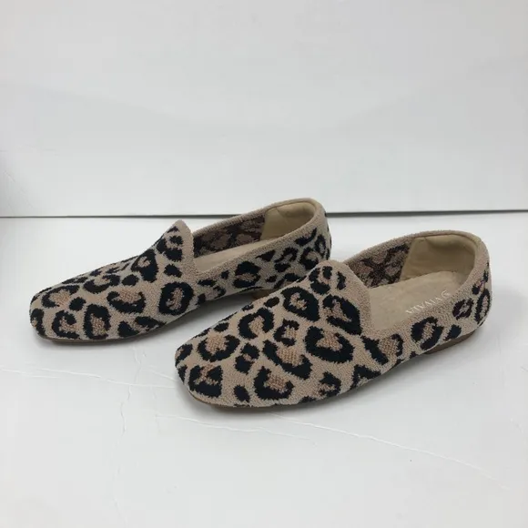 Vivaia Terry Leopard Brown Camel Women Flat Loafers Size 5 (35 Euro) NWOB
