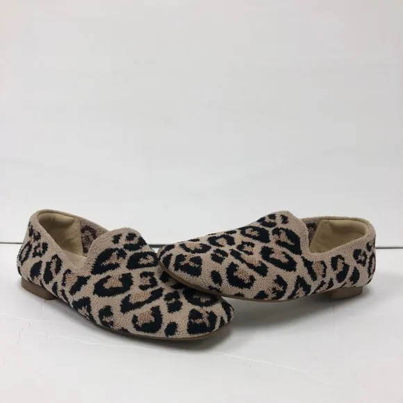 Vivaia Terry Leopard Brown Camel Women Flat Loafers Size 5 (35 Euro) NWOB