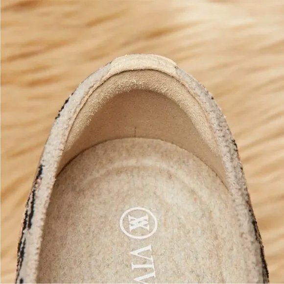 Vivaia Terry Leopard Brown Camel Women Flat Loafers Size 5 (35 Euro) NWOB