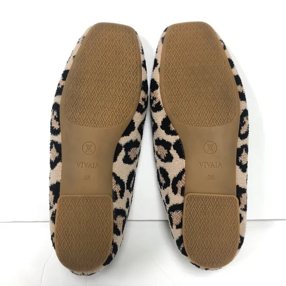 Vivaia Terry Leopard Brown Camel Women Flat Loafers Size 5 (35 Euro) NWOB