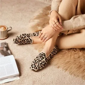 Vivaia Terry Leopard Brown Camel Women Flat Loafers Size 5 (35 Euro) NWOB